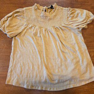 Cable & Gauge Top Smock Top Short Sleeve Yellow Size Large